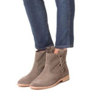 Soludos Flat Braided Suede Ankle Boots Suede in Taupe/Tan/Gray Size 7